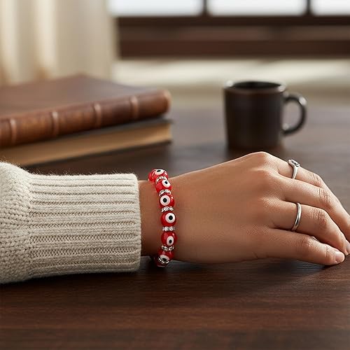 Miniatura 3 de Bling Jewelry Colorful- Pulsera elástica con cuentas de cristal turco translúcidas para protección contra el mal de ojo, para mujeres, adolescentes