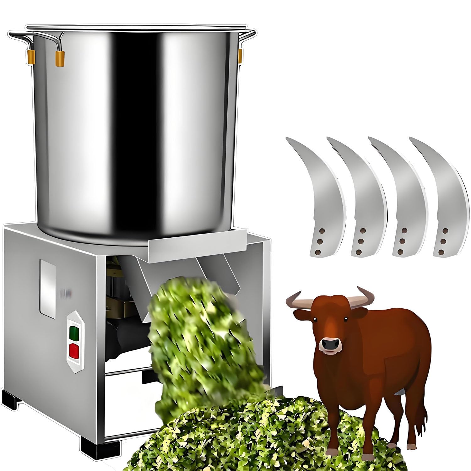 Trituratore per Allevamento, trituratore per la Lavorazione di mangimi per pollame, con 4 Lame, Produzione 50-200 kg/h, trituratore Elettrico per Verdure a 3500 Giri/min 220V-1200W