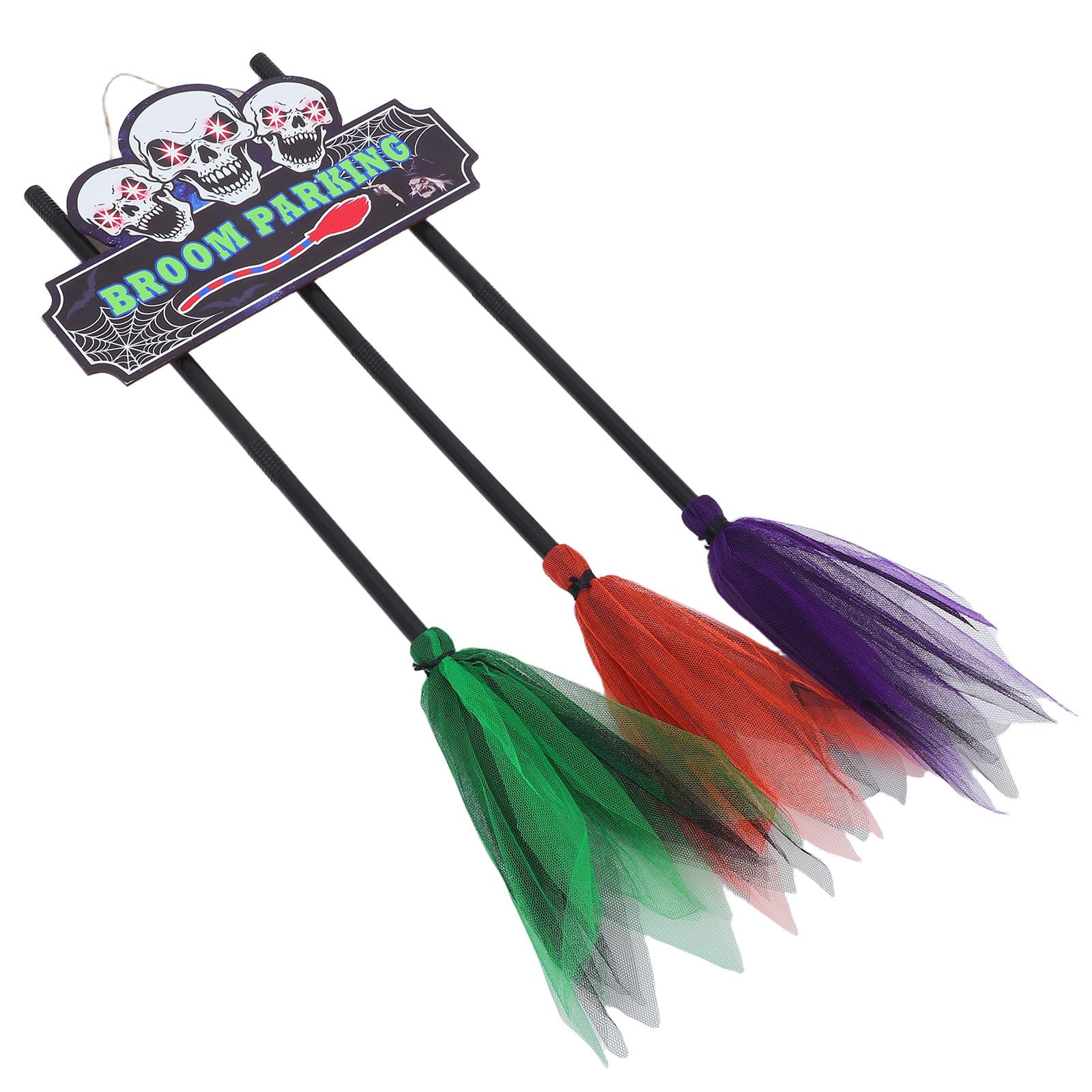 Zerodeko Decorazione Halloween Porta con Insegna Parcheggio Scopa Strega in Legno e Tessuto per Interni ed Esterni, Addobbo per Focolare e Festa