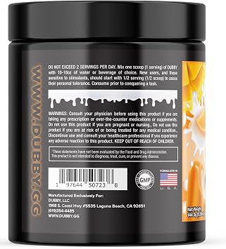 Dubby - Gamer Energy Drink Powder for Gaming - Sugar Free Energy Drinks, Nootropics Jitter-Free Natural Energy Powder, Mango Orange Cream Flavor, 30 Serving, 5.61 Ounces (Cali Cream)