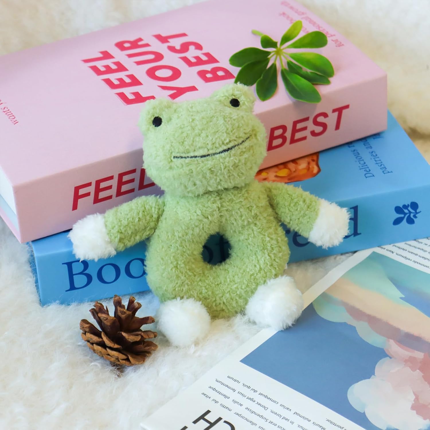 Apricot Lamb Baby Frog Soft Rattle Toy Plush Stuffed Animal Newborn 6'' - view 3