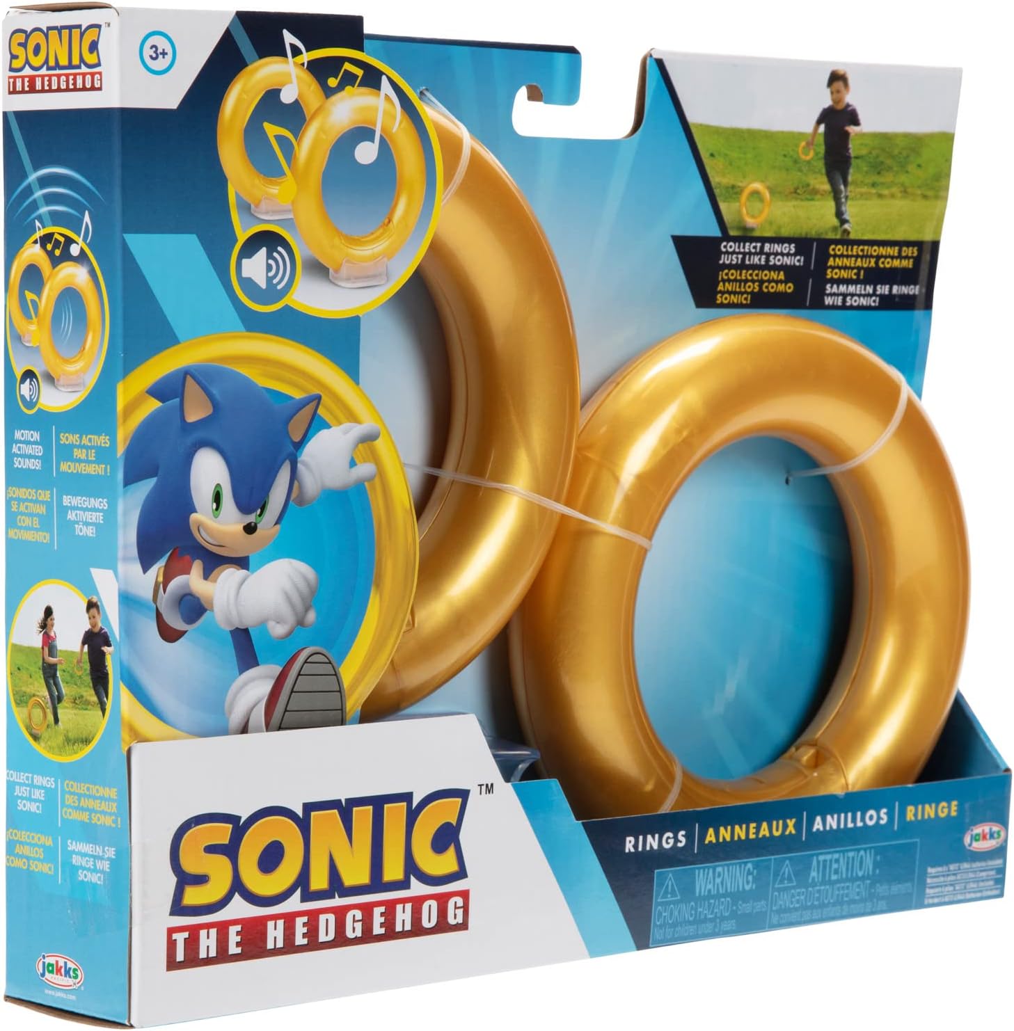 JAKKS Pacific Sonic The Hedgehog Rings 2-Pack Motion Activated Sounds from Sonic Video Game, Role Play Sonic Rings Games for Kids