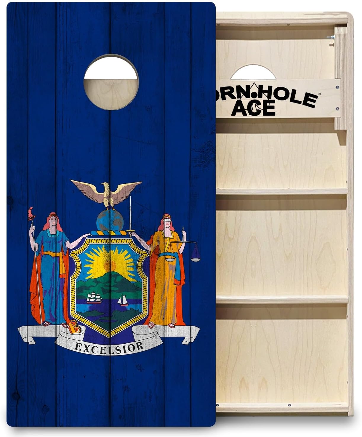 CornholeAce ACE PRO State Flags Professional Cornhole Boards - No Bounce! Triple Wide Legs, 3/4" Baltic Birch Plywood, Handles, Regulation Size (4x2ft), Tournament Style, Made in USA