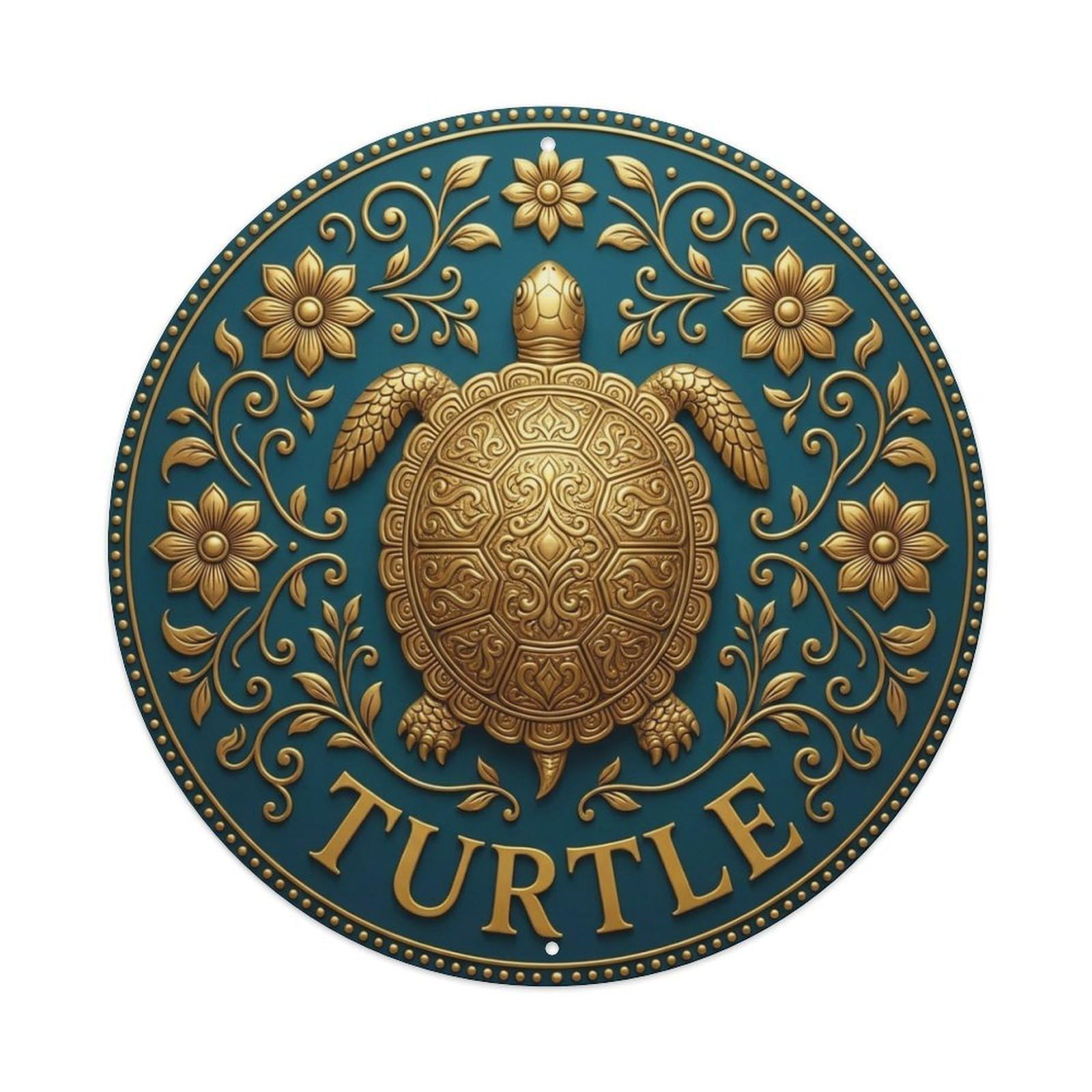 Vintage Turtle Flower Zen Yoga Metal Tin Sign