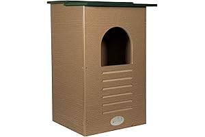 JCs Wildlife Recycled Poly Lumber Owl Nest Box with Pine Shavings and Smooth Cleanout