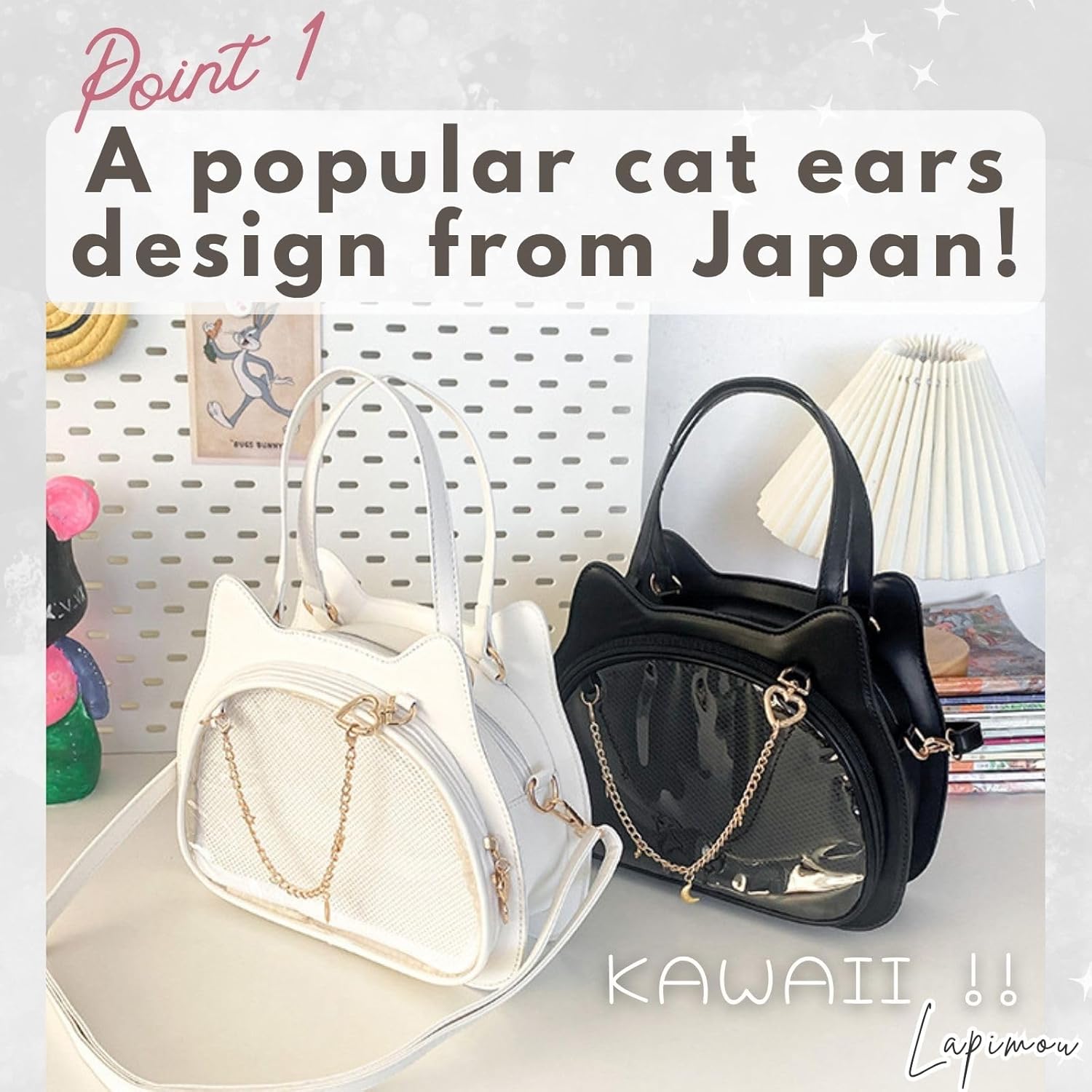 Cute Cat Ita Bag Kawaii Shoulder Bag Handbags Pin Purse Crossbody Display Bags with Insert Anime Cutecore Accessories - Image 5