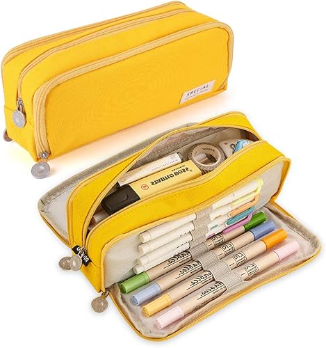 Miniatura 8 de iSuperb Estuche grande para lápices con 3 compartimentos, bolsa de lápices de gran capacidad para niños, adolescentes, niñas, niños, estudiantes,