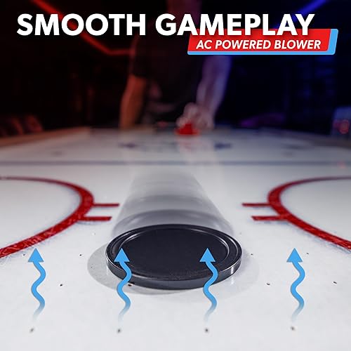 Miniatura 4 de GoSports 54 Inch Air Hockey Arcade Table for Kids & Adults - Oak or Black - Includes 2 Pushers, 3 Pucks, AC Motor, and LED Scoreboard Roble