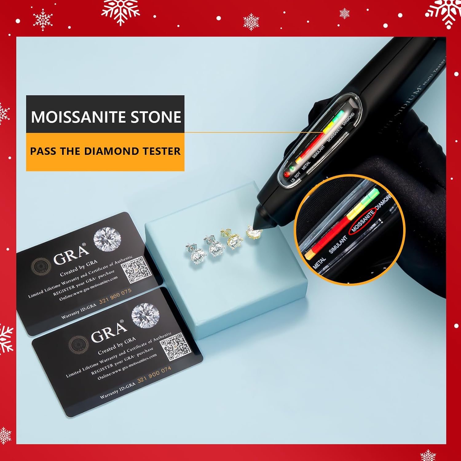 KRKC 0.6-3ct Moissanite Stud Earrings, Lab Created Diamond Stud Earring for Women, D Color VVS1 Clarity, S925 Sterling Silver, Hypoallergenic,14K White Gold, Friction Back Earrings Jewelry Gifts for Women Men - Image 5