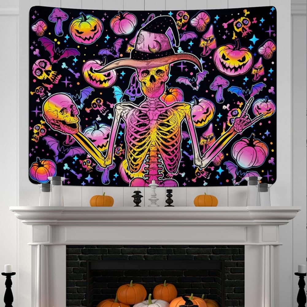 Tapisserie D'Halloween Toile De Fond Crâne Fantôme Citrouille - 230x180 Cm (XL) - Polyester, Pour Décoration Murale Fête Et Photo - 5