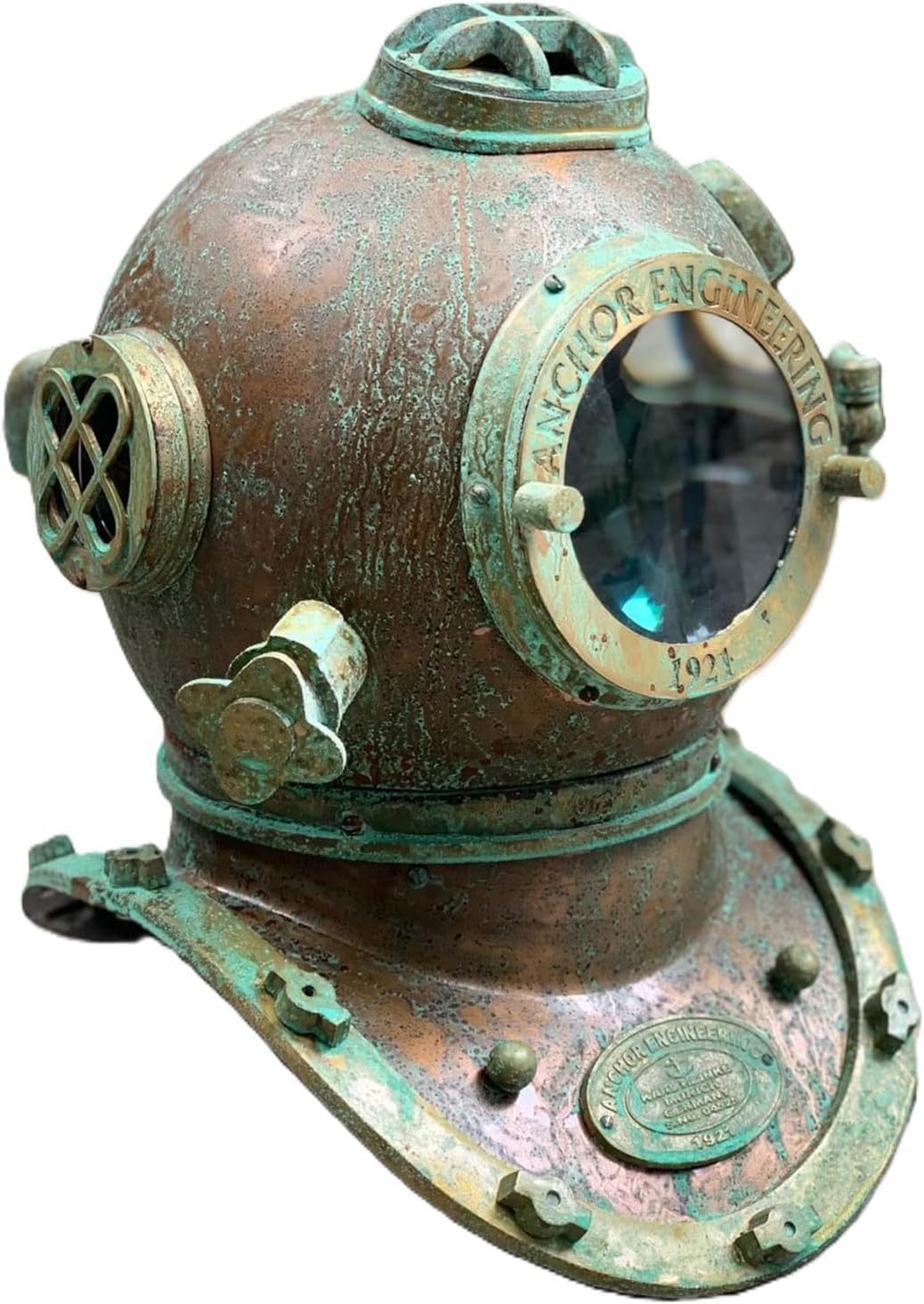 Vintage-Style Diving Helmet, 18-Inch Full Size, Copper and Brass Finish, Nautical Maritime Decor, Heavy-Duty Metal Construction with Viewing Port