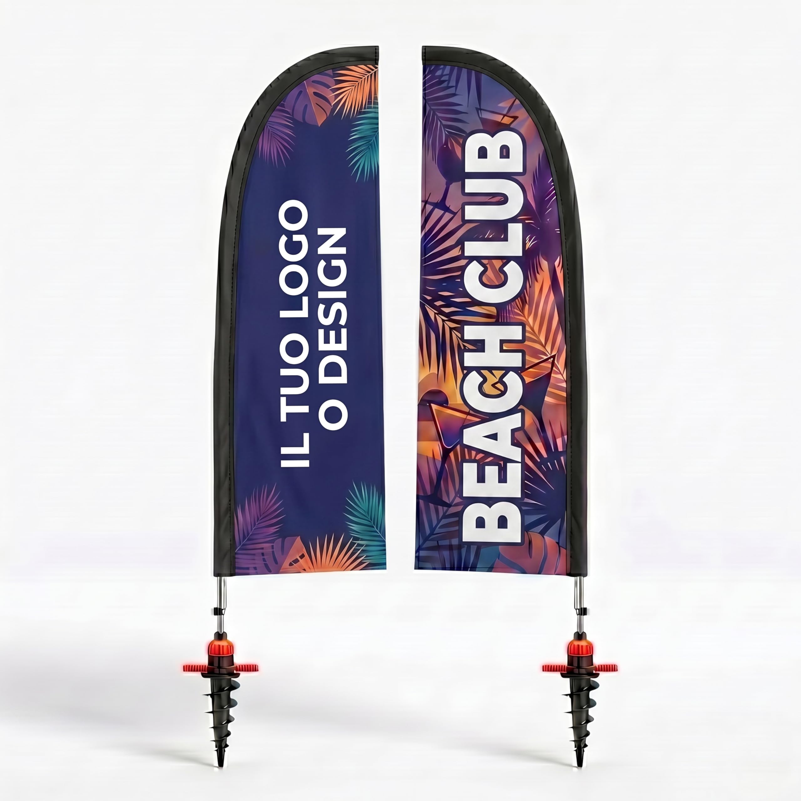 Cimpress Bandiera vela personalizzata 2,6 m, aggiungi il tuo logo o testo, bandiera pubblicitaria double face beach flag con asta per pubblicità esterna, eventi, ristorazione e immobiliare