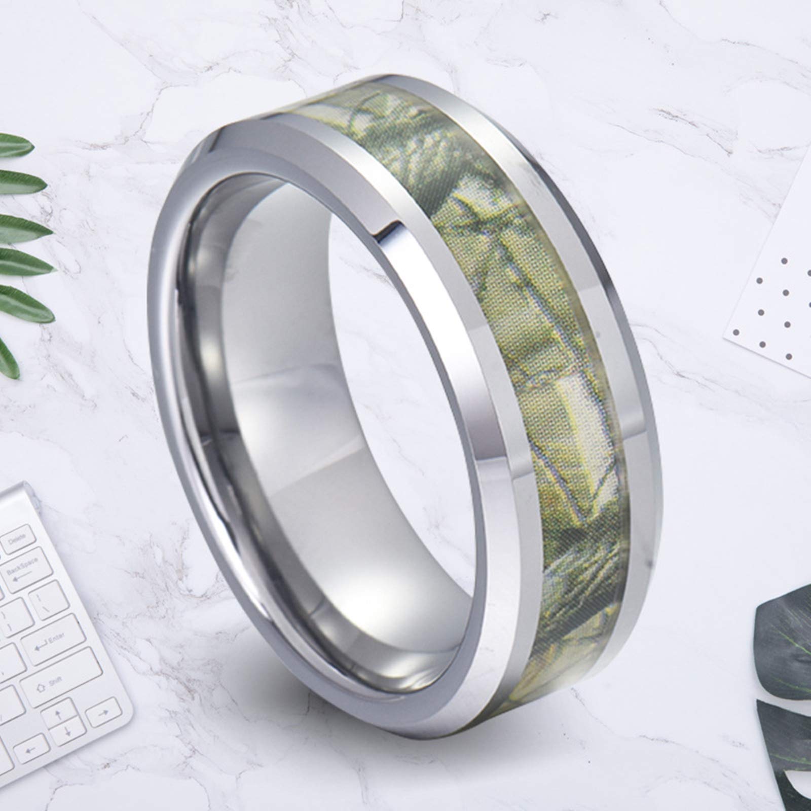 Gualiy Collar personalizado para parejas, collar de tungsteno de 8 mm, anillo de plata con patrón de rama colgante