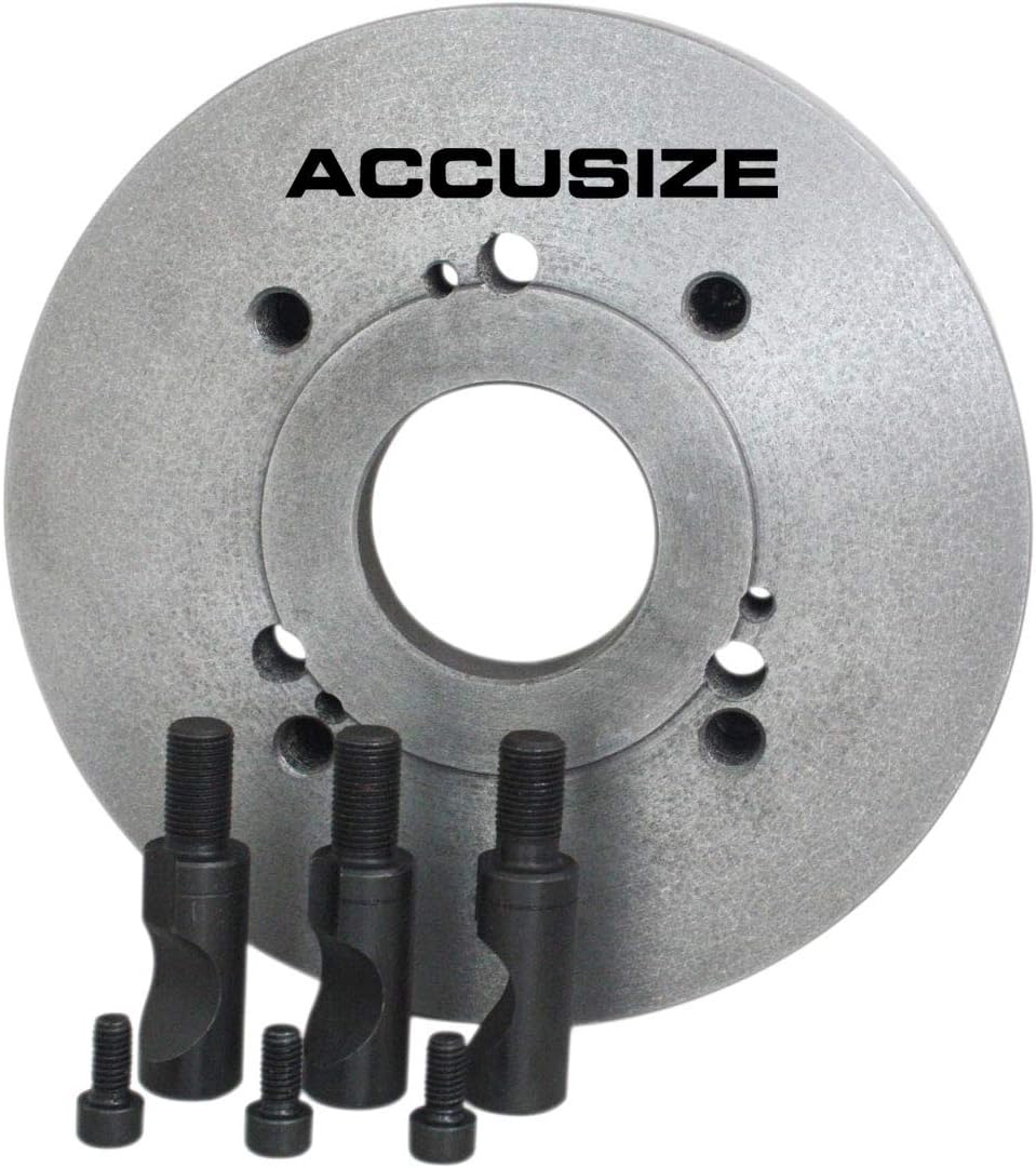 Accusize Industrial Tools D1-4 Spindle Taper Fully Machined Lathe Chuck Back Plate for Most 4 Jaw 8'' Independent Chucks, 2600-0166