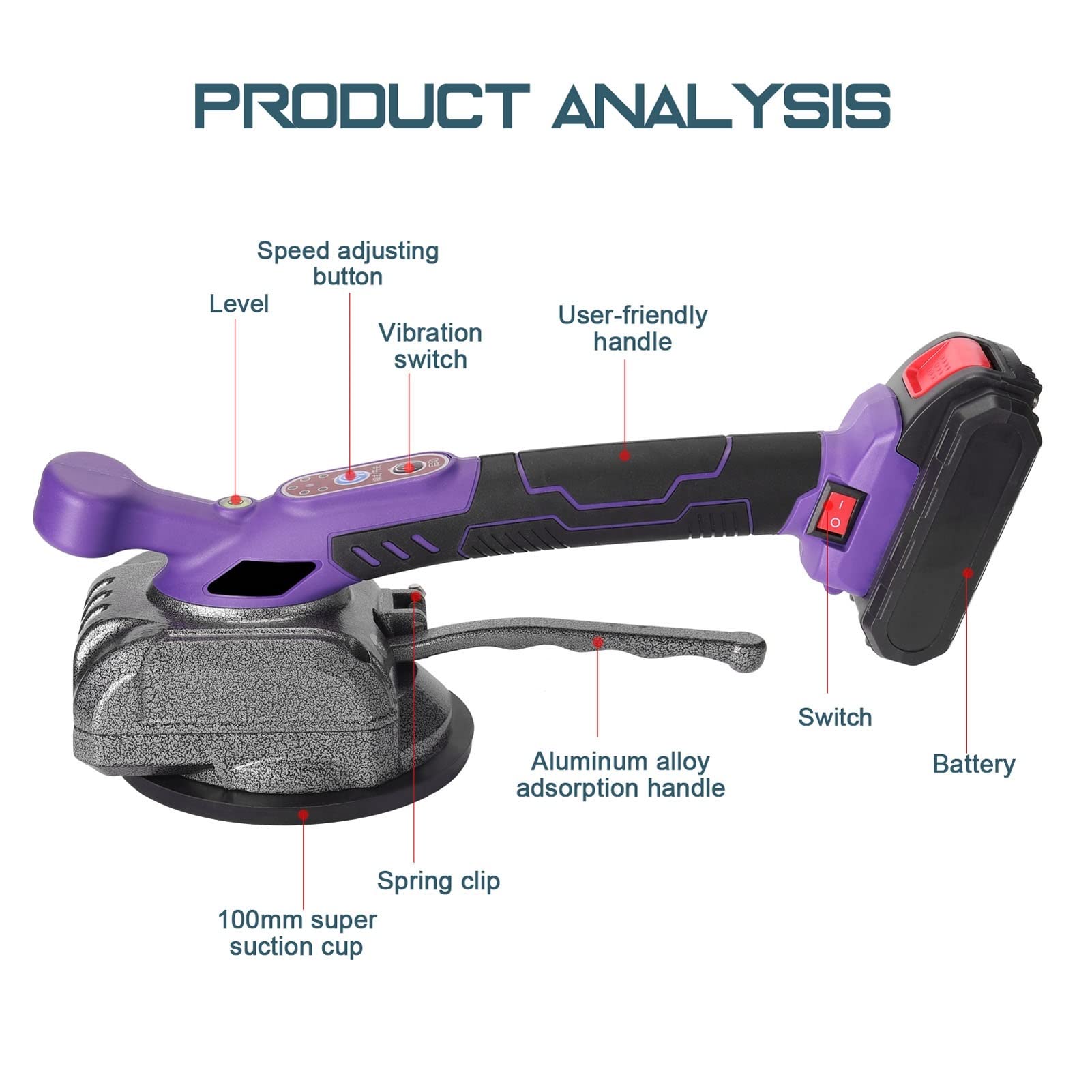 Máquina vibratoria para azulejos Vibrador de baldosas Máquina de colocación de baldosas 45 kg Máquina de yeso de baldosas de suelo Colocación de baldosas Herramienta de nivelación de vibrador de suelo
