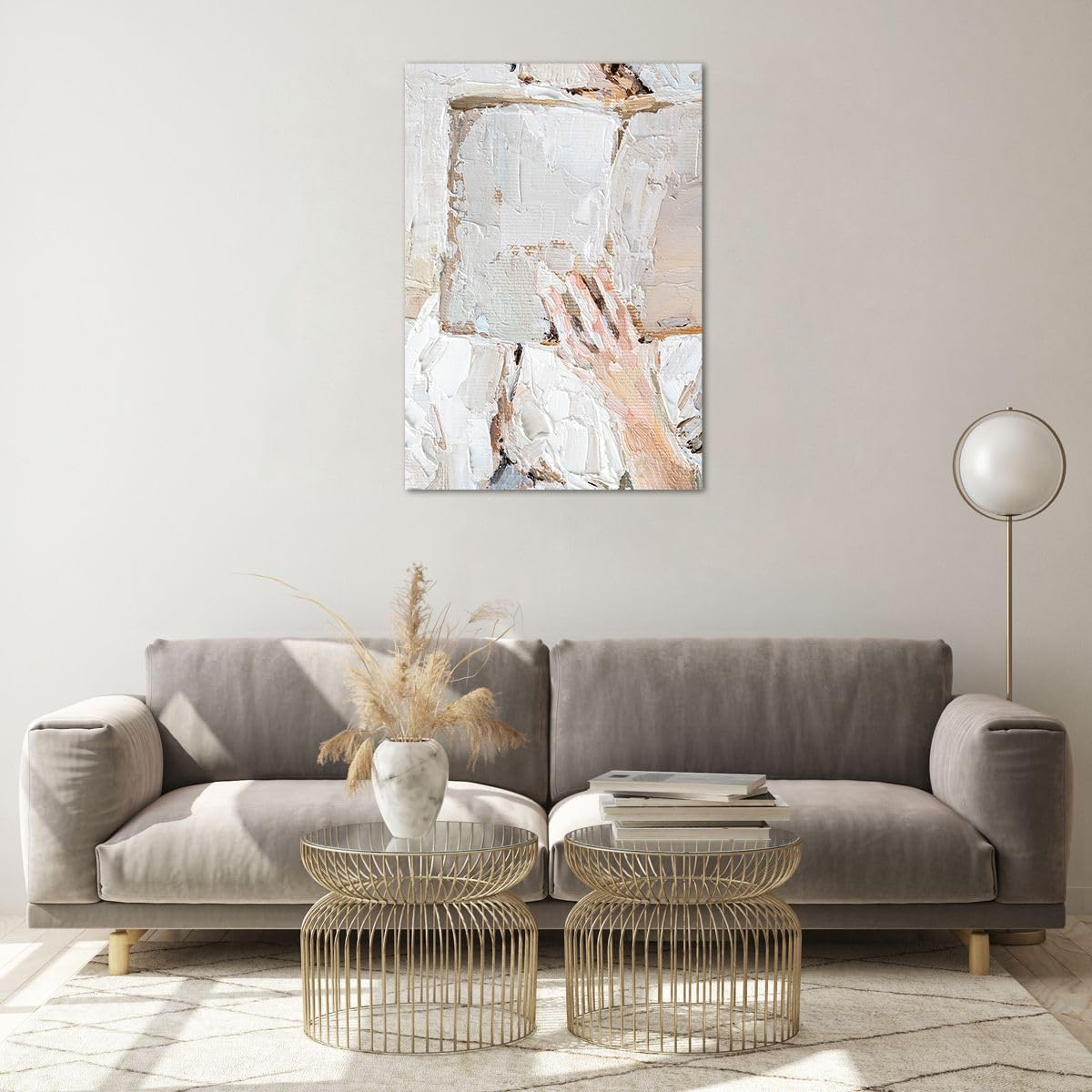 ARTTOR Glasbild 70x100 cm Wandbild Glasdruck Abstrakt Menschen - 5514 | Hallo Buch Minimalismus Vertikal Groß Modern Dekoration Wohnzimmer Schlafzimmer Küche Wanddeko Kunstdruck Art ARTTOR