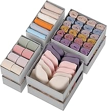 فواصل أدراج الملابس، منظم دولاب قابل للطي لتنظيم الملابس الداخلية والشرابات وملابس الأطفال للحضانة وغرفة النوم، مجموعة من 8 قطع، من كريوسيا، رمادي