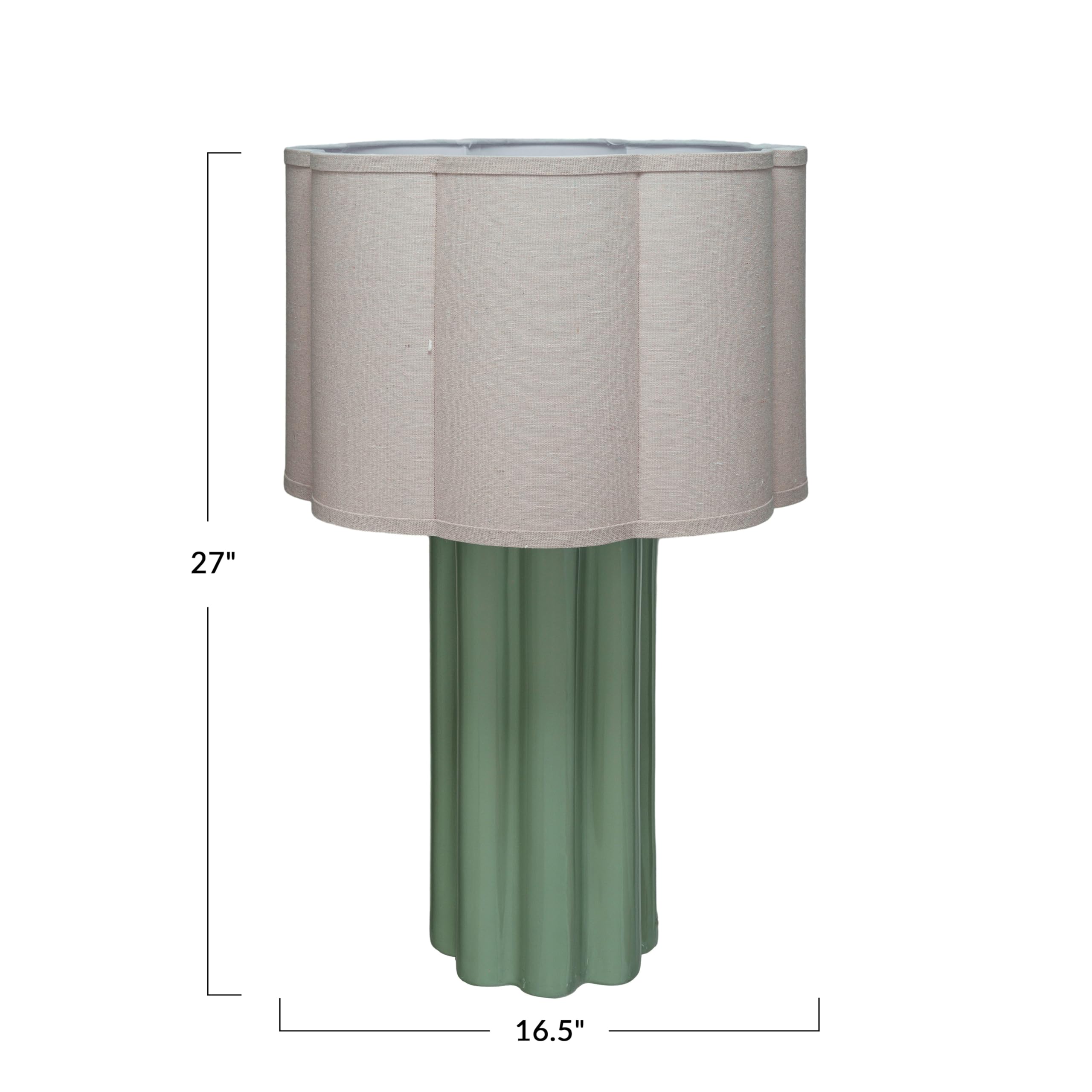 Creative Co-Op 150 Watt Fluted Stoneware Table Lamp with Linen