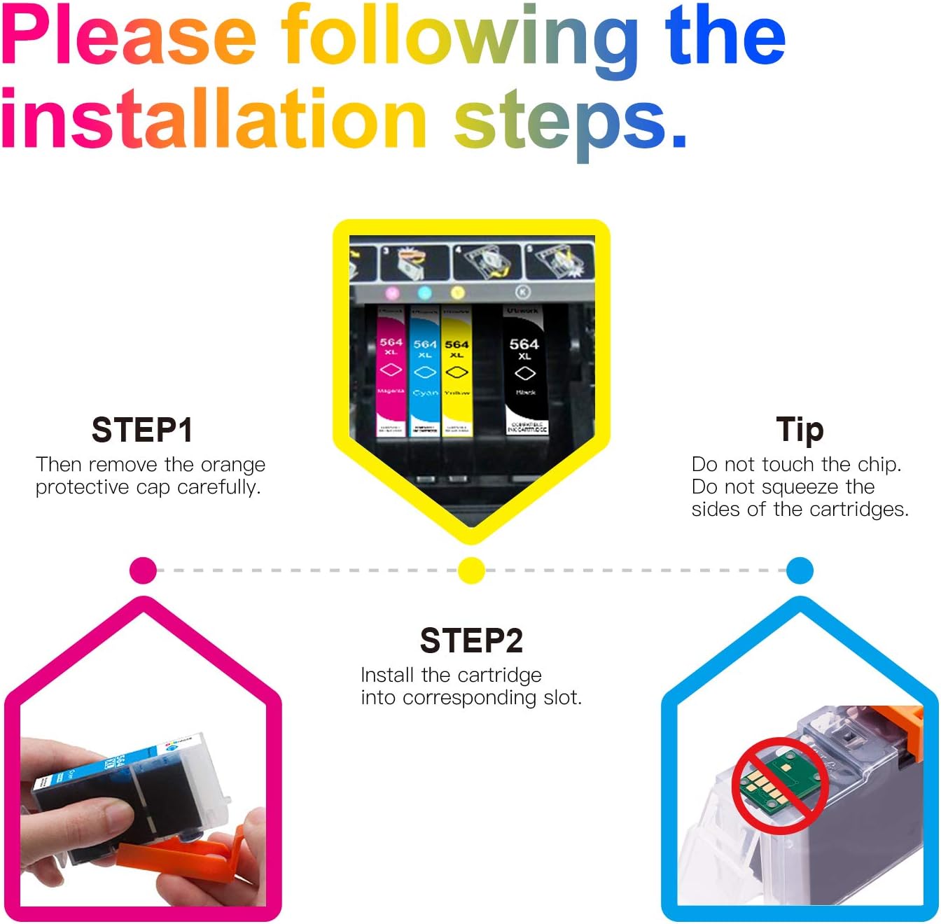 Black Friday - 40% OFF Uniwork Compatible Ink Cartridge Replacement for HP 564 564XL Replacement for Photosmart 7525 7520 7510 C309a C310a B8550 D5460 C6350 D7560 Printer Tray (4BK/2PB/2C/2M/2Y) 12 Pack