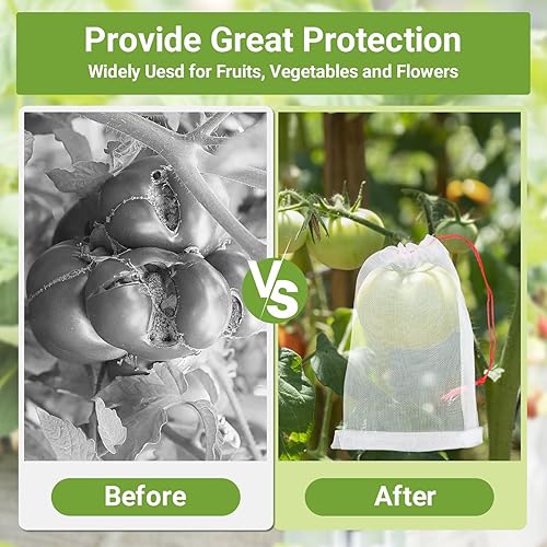 Miniatura 2 de Bolsas de protección de frutas, paquete de 100 unidades de 4 x 6 pulgadas, barrera de plagas para jardín, red de insectos, pequeñas bolsas de malla