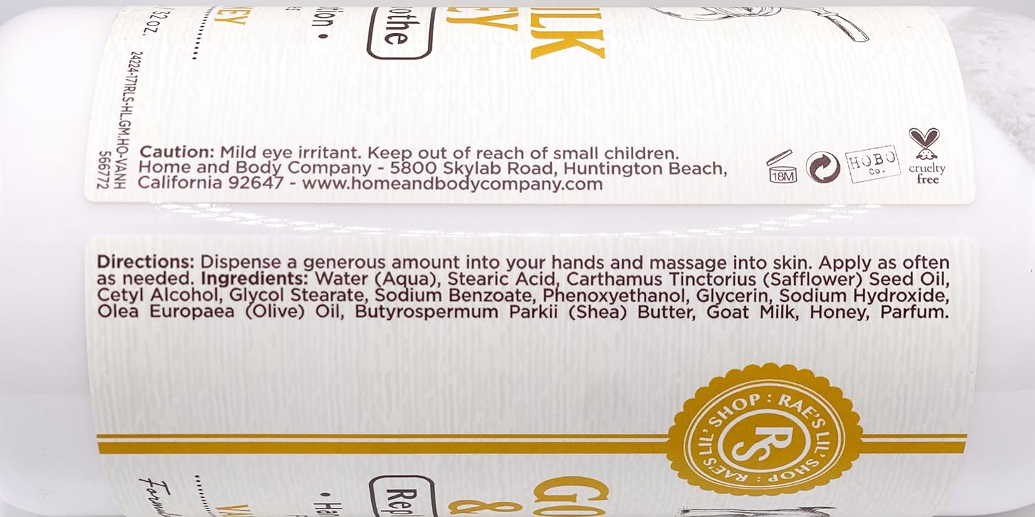 GOAT MILK & HONEY BODY & HAND LOTION VANILLA HONEY FOR ALL SKIN TYPES 32 oz