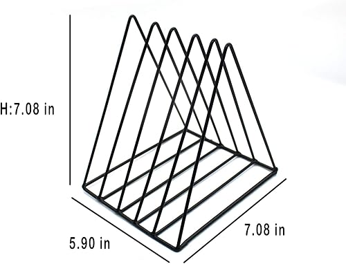 Miniatura 2 de QPEY Soporte triangular, soporte de metal para discos de vinilo de 5 ranuras, soporte para revistas, periódicos, accesorios de fotografía para