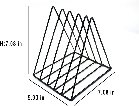 QPEY 5-Slot Black Metal Triangle File Holder, 1pc for Office