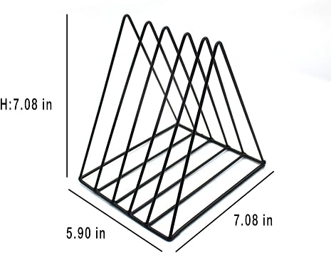 QPEY 5-Slot Black Metal Triangle File Holder, 1pc for Office