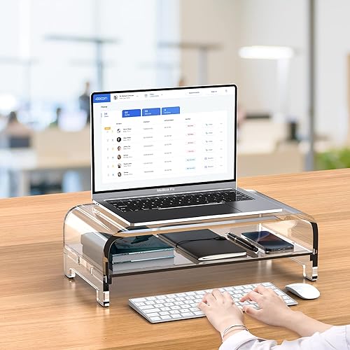 Miniatura 10 de Soporte de acrílico para monitor, soporte de acrílico para laptop, soporte para PC, soporte para monitor de computadora transparente, soporte para