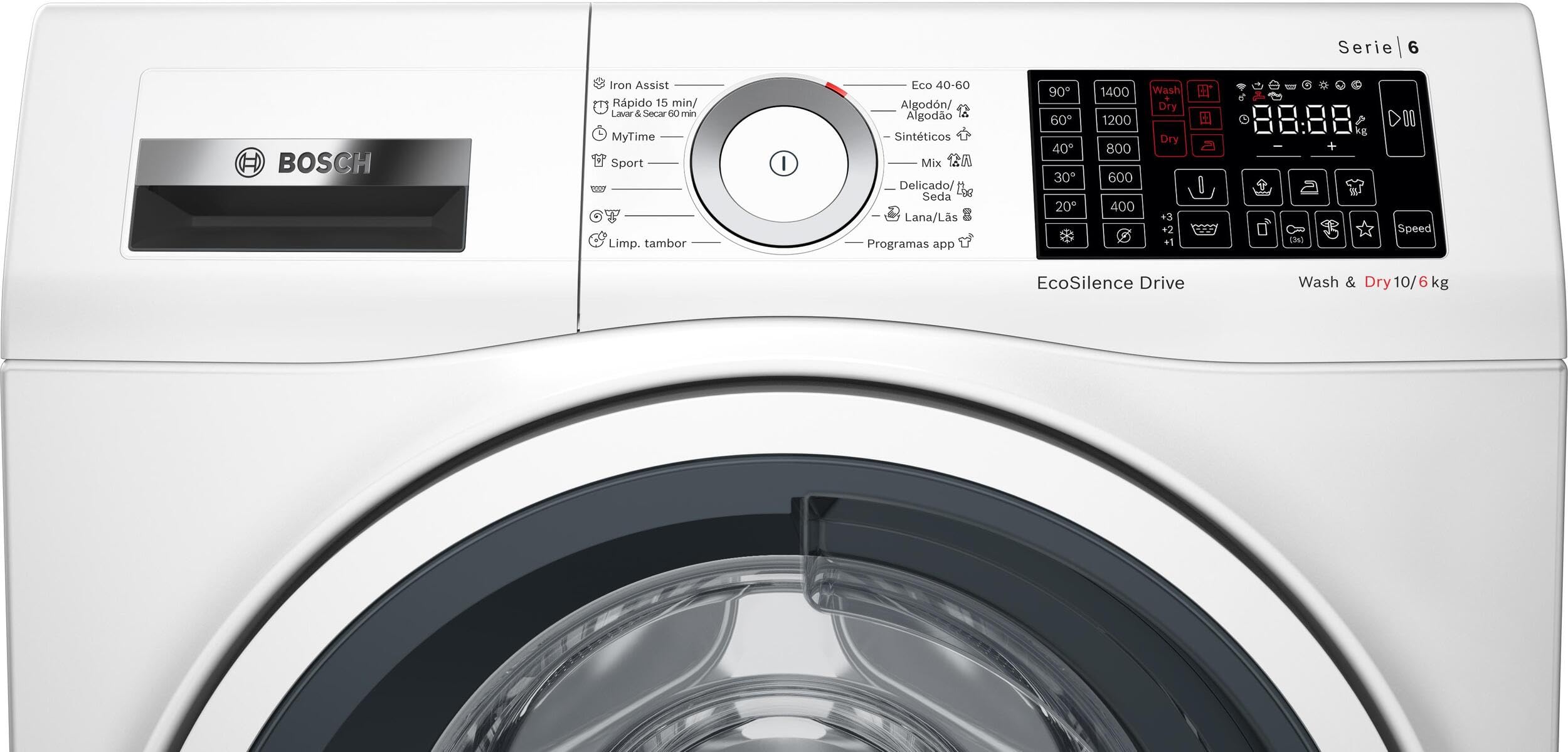 Bosch - Lavadora-secadora 10/6 kg, Serie 6, AutoDry, DirectSelect, Iron Assist, blanco, WDU8H541ES