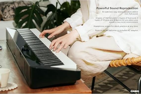 Casio Privia PX-S1100 88-Key Touch-Responsive Weighted Digital Piano | Ultra-Portable | Superior Sound | German Grand Tone, Bluetooth, Casio Music Space App | Gloss Black Finish