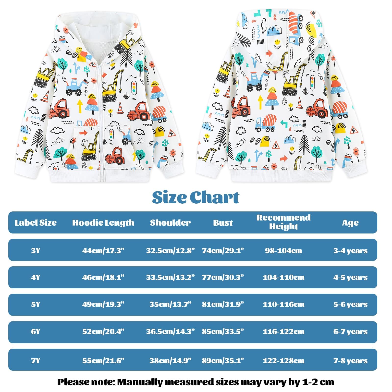 Sweat à Capuche Garçon Fille, Zippé Sweat-Shirt pour Enfants 3-8 Ans | Coton Manteau à Manches Longues, Cheval Tracteur Vestes avec poches, Pull de sport, Automne Hiver Hoodies, École, Extérieur