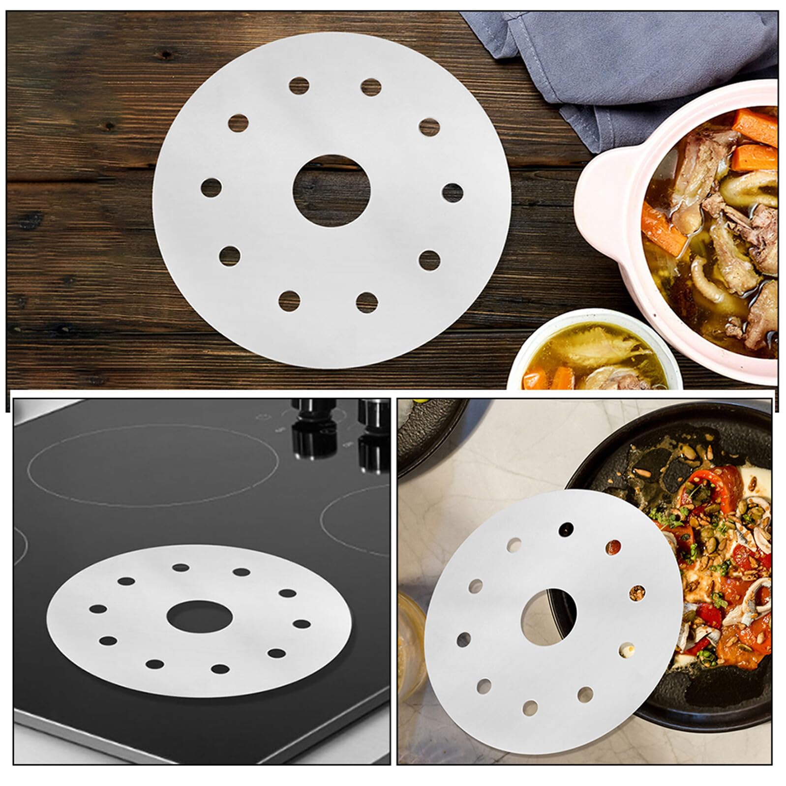 Luxshiny Acero Inoxidable Placa Guía Térmica para Cocina y Estufa | Difusor de Calor Plata, Distribución Uniforme, Fácil Limpieza, Uso Versátil Varios Métodos de Cocción