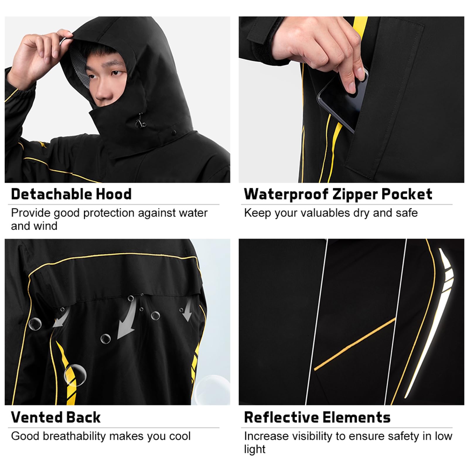 Traje de lluvia impermeable para motocicleta Hombres Mujeres Ciclismo Chaqueta y pantalones de lluvia con bolsa de almacenamiento