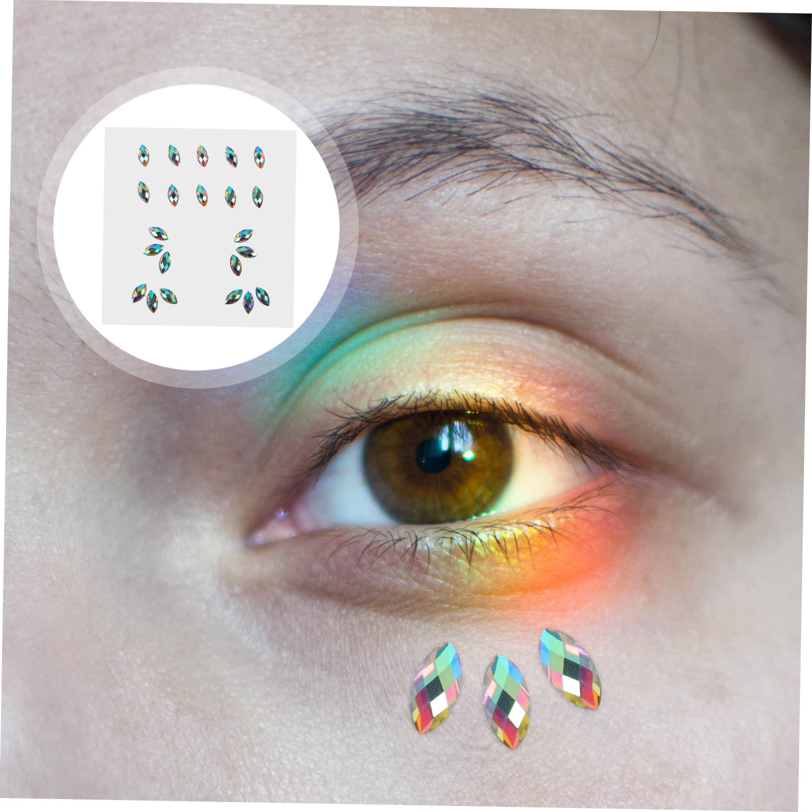 Healeved 40hojas Gemas Faciales Adhesivas Brillantes Para Maquillaje De Stickers De Diamantes Para Ojos y Cuerpo Para Fiestas Carnaval y Eventos Especiales
