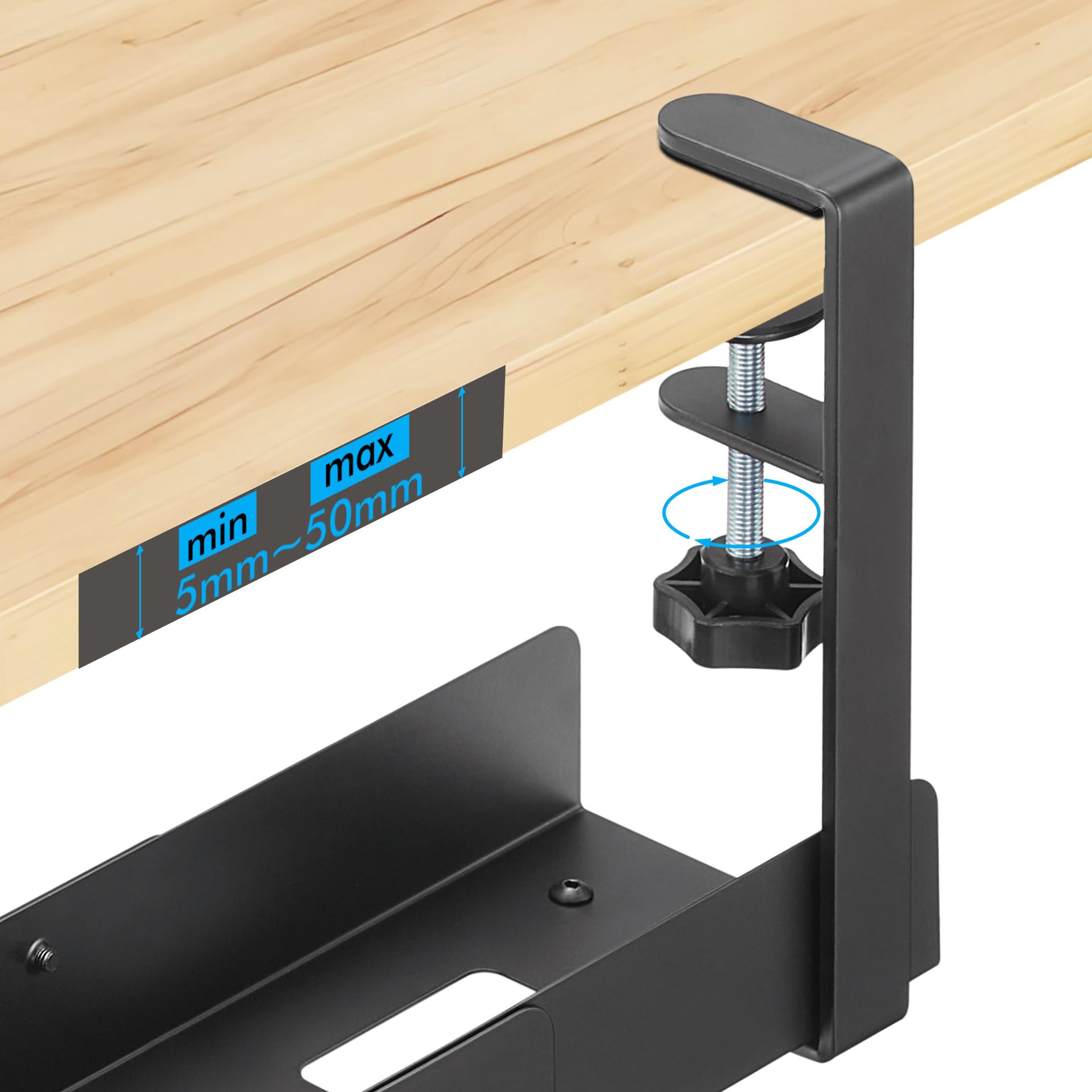Mimoke Canalina per cavi da scrivania - da 800 a 1200 mm allungabile per la gestione dei cavi Scrivania con accessori Facile montaggio a morsetto (nero)
