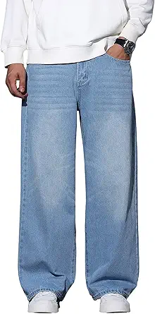 Men's Wide Leg Baggy Denim Jeans Y2K Hip Hop Trousers
