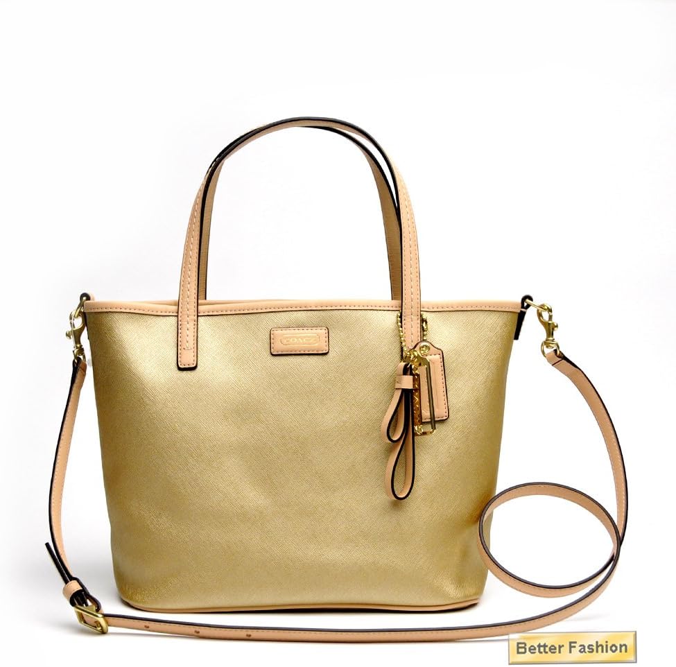 Coach Parker Metallic Leather Small Tote Gold