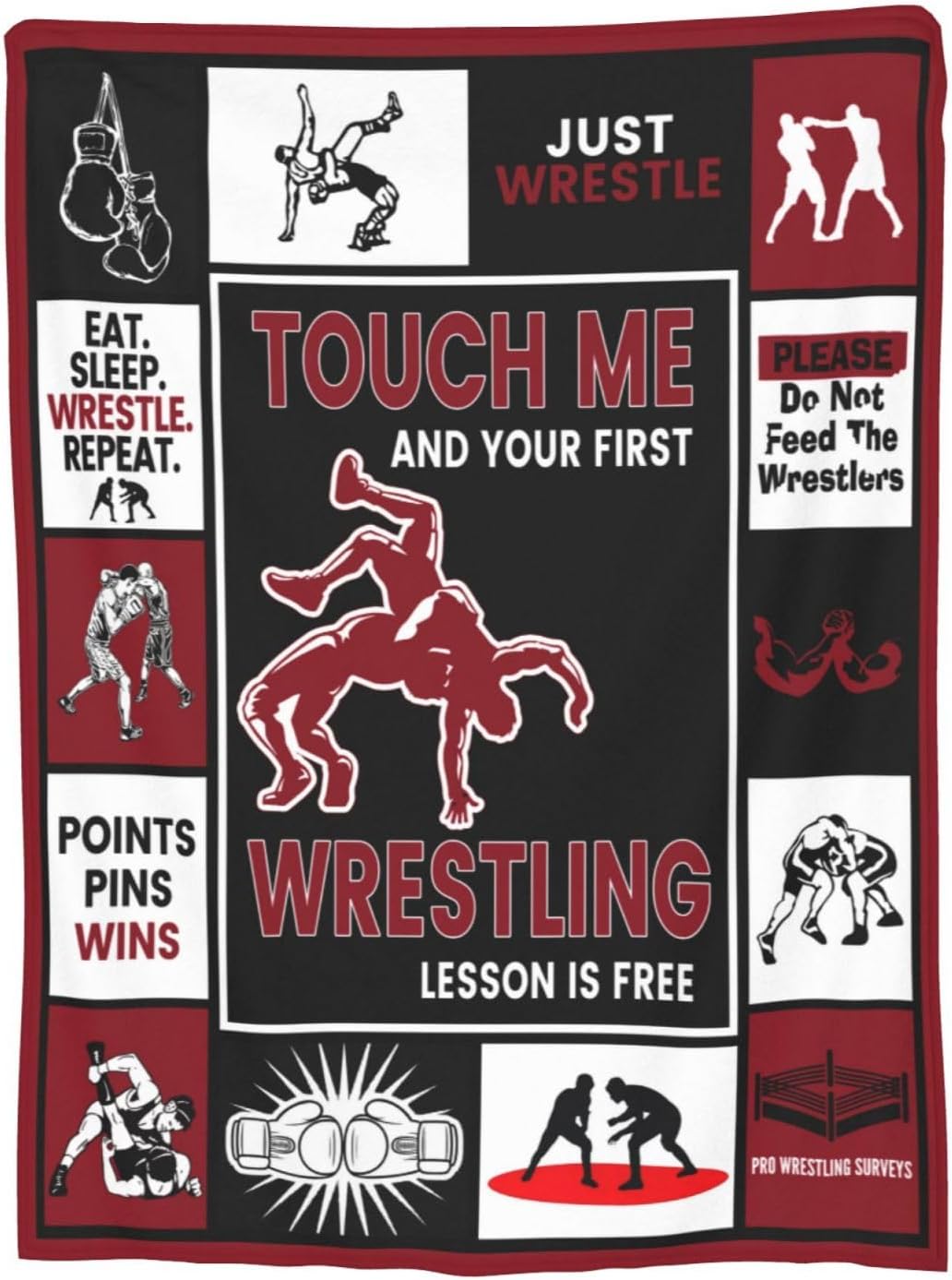 wsradto Wrestling Blanket Wrestling Enthusiasts Throw Blanket Inspirational Bedding Lovers Gifts Cozy Fleece Flannel Lightweight Stuff Plush for Men Boys Adults for Couch Sofa Bed Home Decor 50"X60"