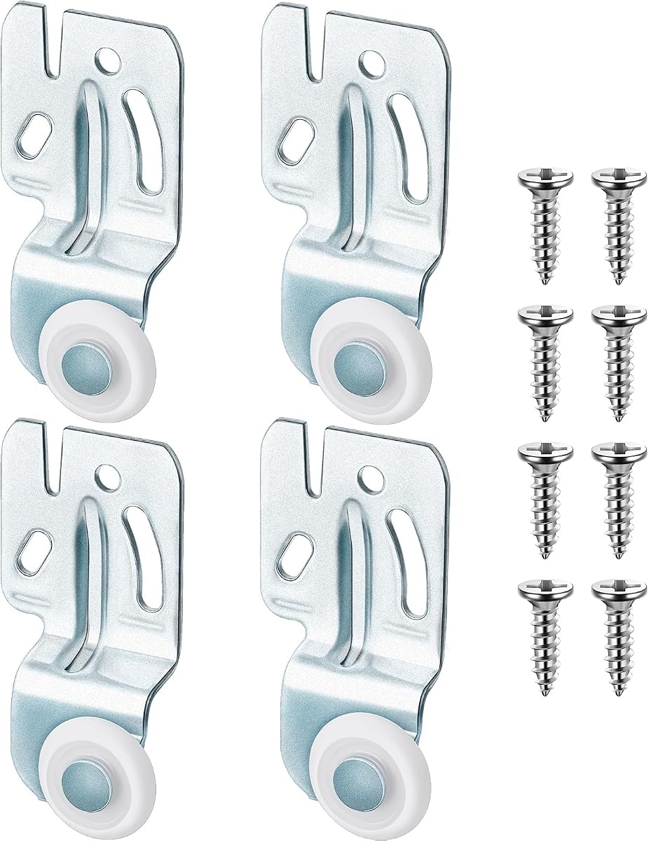 Kit de rodillos para puerta de armario corrediza Blulu de 4 piezas | Herrajes para ruedas de guardarropa, se adaptan a puertas con derivación superior de 3/4" a 1-3/8" de grosor, deslizamiento silencioso y fácil reemplazo