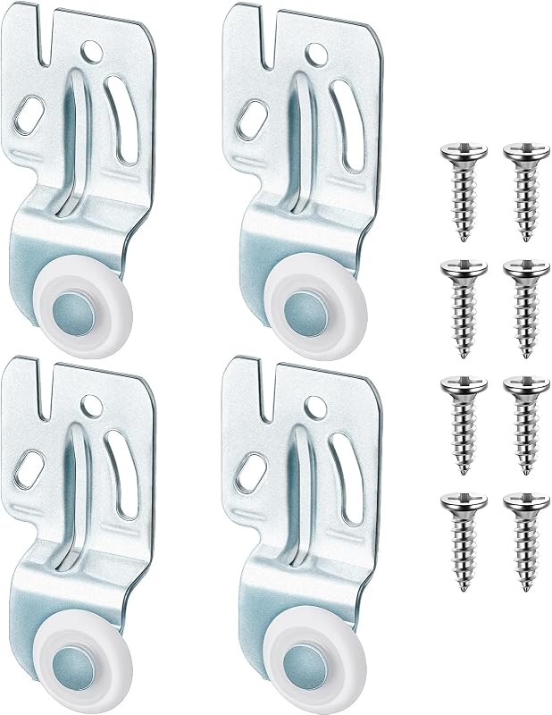 Kit de rodillos para puerta de armario corrediza Blulu de 4 piezas | Herrajes para ruedas de guardarropa, se adaptan a puertas con derivación superior de 3/4" a 1-3/8" de grosor, deslizamiento silencioso y fácil reemplazo