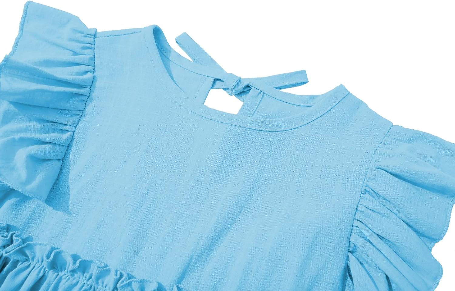 Toddler Baby Girls' Cotton-Linen Sundress with Ruffle Halter Sleeveless and Swing Dress - Image 4