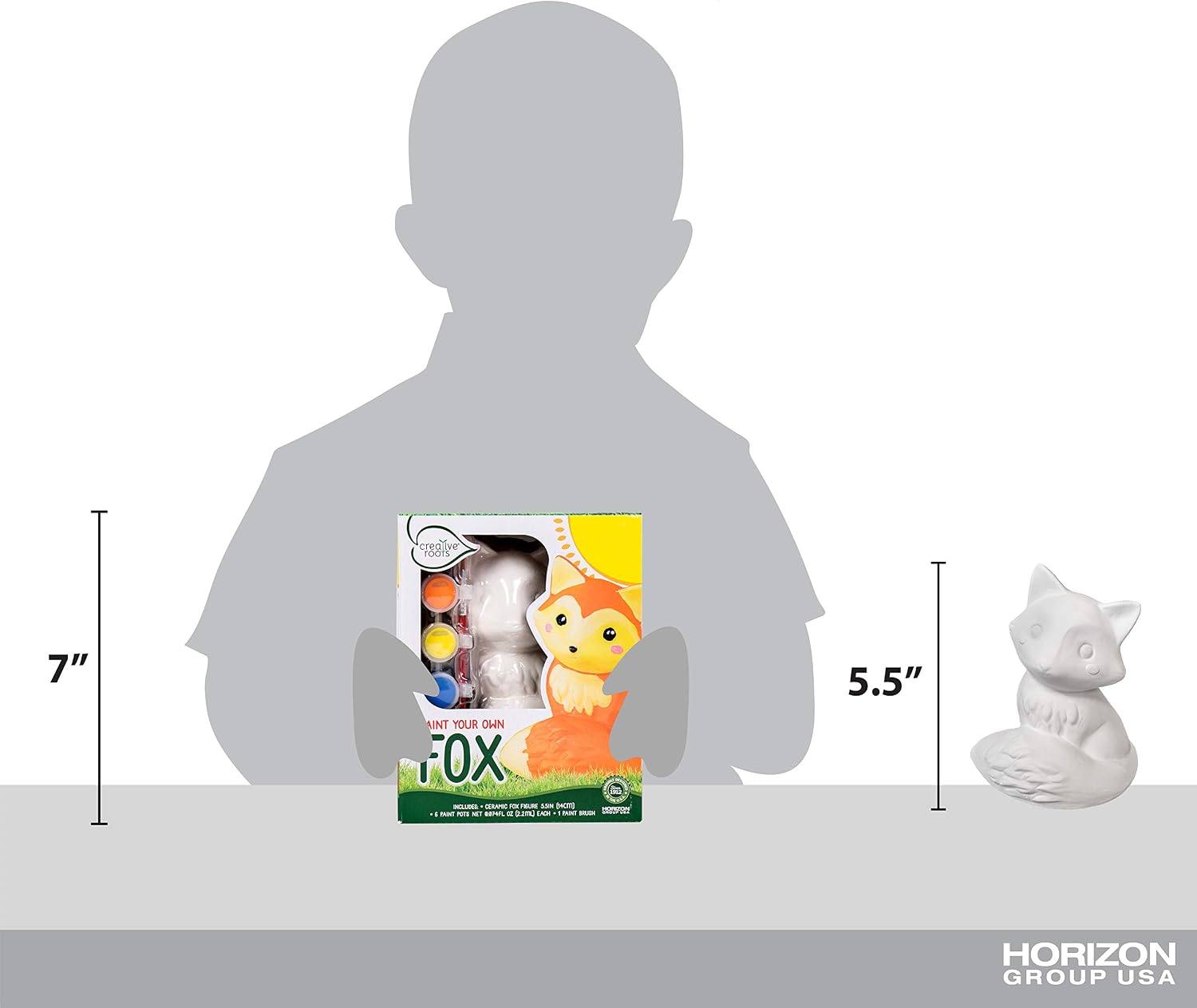 Creative Roots Paint Your Own Fox, DIY Fox, Kids Painting Set, Creativity for Kids, Ceramic Painting Kit for Kids, Ceramics to Paint, Paint Your Own Ceramic, Ages 5+