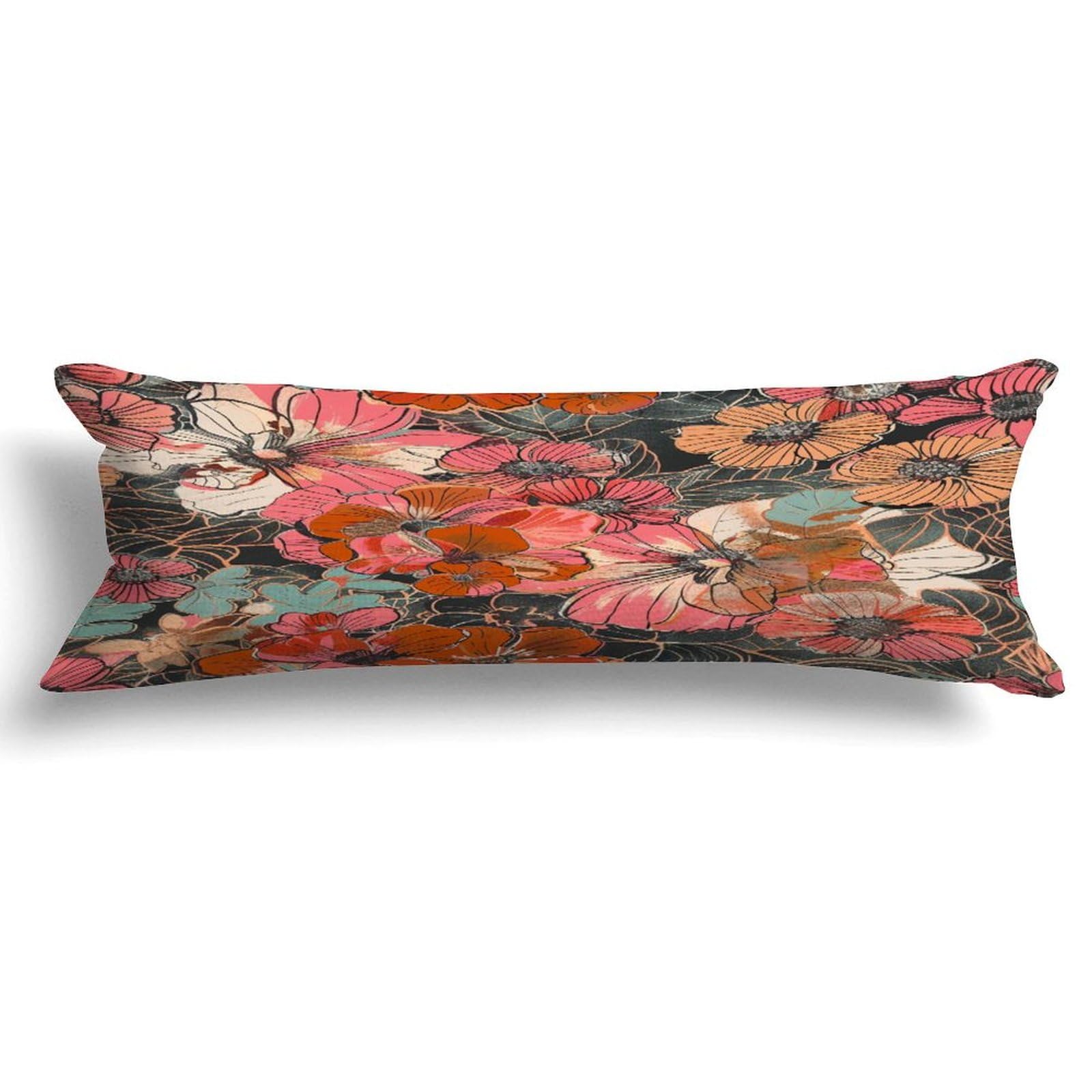Long Pillow for Sleeping,Vintage Floral Nursery Long Body Pillow with Zipper 20x59in,Decorative Rectangle Body Pillowcase Case for Bedding Bedroom Sofa Couch Home Decoration