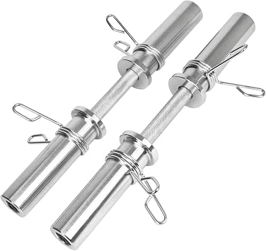 MAXSTRENGTH Olympic Dumbbell Bars Pair 2 Inch 50mm Chrome Steel with Spring Collars   Heavy Duty Adjustable Dumbbell Handles for Weight Plates, Strength Training & Home Gym