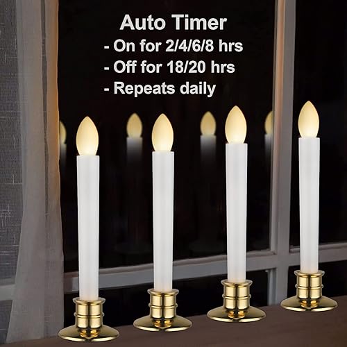 Miniatura 5 de Velas para ventana, funcionan con pilas, temporizadores remotos, luces LED sin llama, velas eléctricas con tapones extraíbles, portavelas para