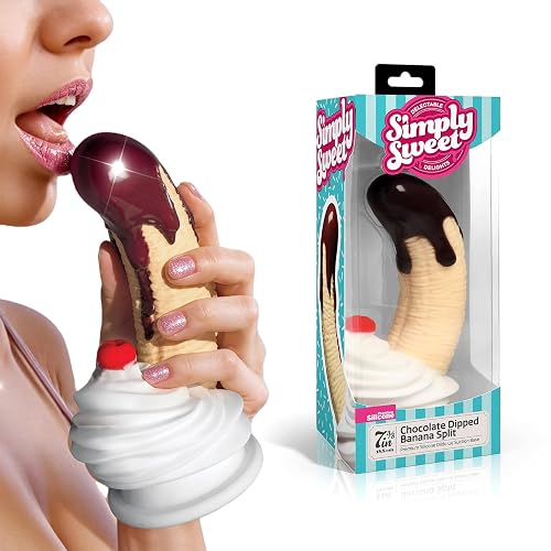 Chocolate Dipped Banana Split Whimsical Dildo, Strong Suction Gspot Dildos | Flexible Large Fantasy Sex Toy for Woman, Novelty Funky Fake Cock Quirky, Delicious Dessert Dildo Toys