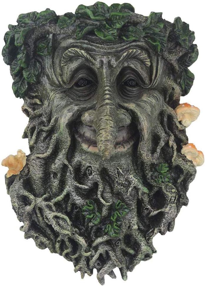 Tree Face Sculpture, Flower Planter Pot Hand-Painted Greenman Tree Face Garden Decoration for and Home Décor