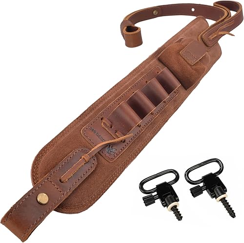 Soporte de munición de cuero de grano superior, escopeta para rifle, correa ajustable para pistola de caza con giros