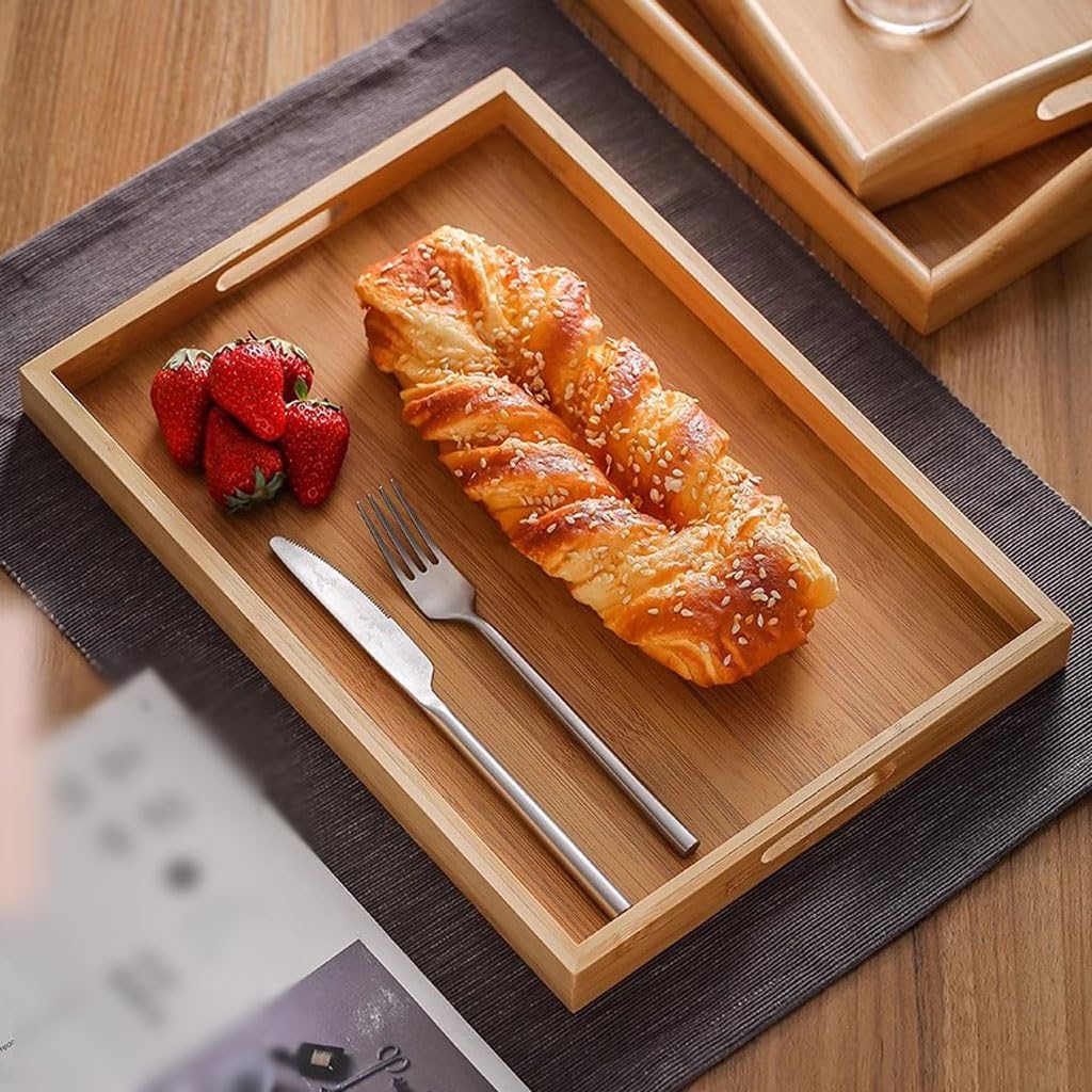 Bandeja para Servir té, Rectangular, para exhibir Tazas de té, para restaurantes, cafeterías, hoteles, Comidas, bandejas Grandes para Comer en el Regazo (C)